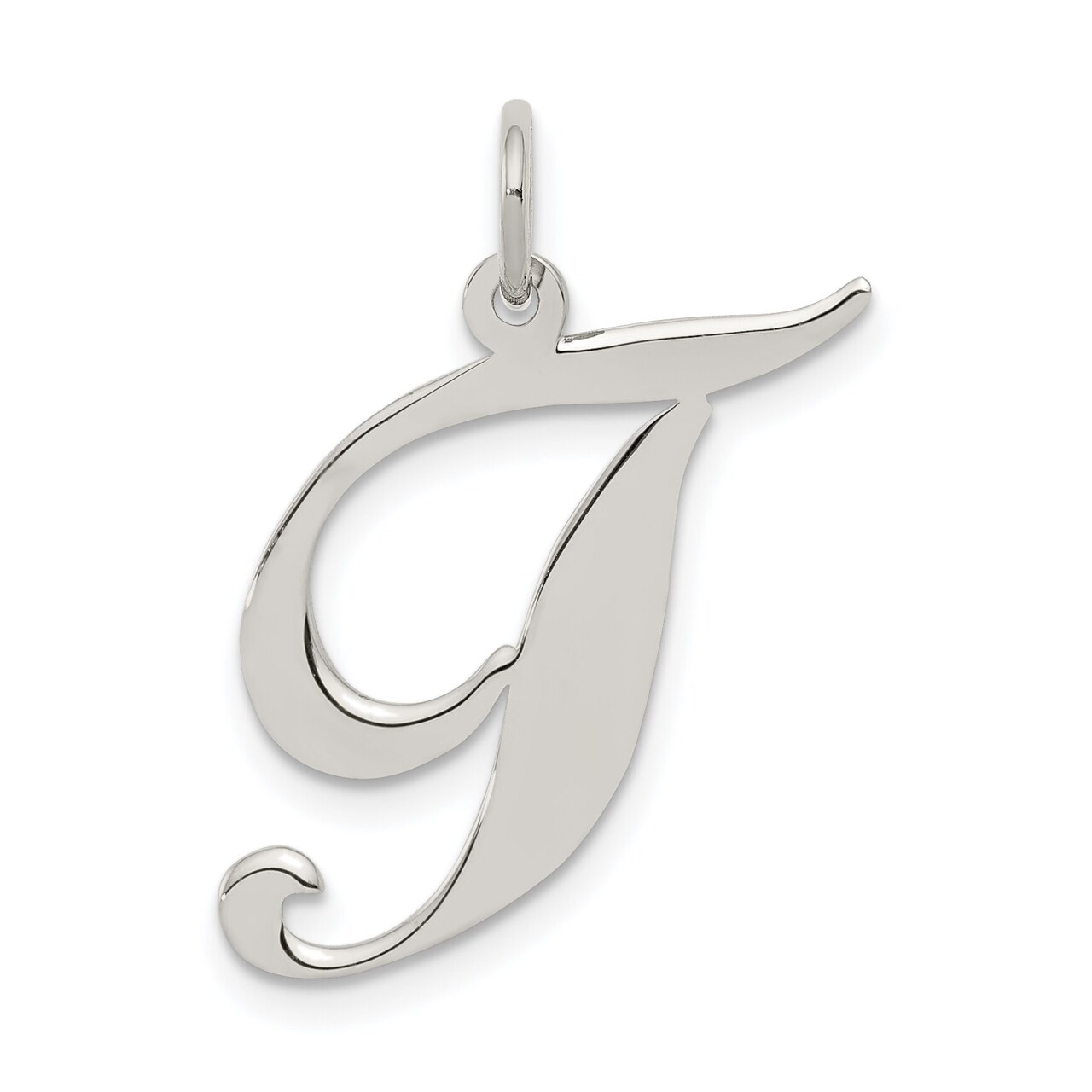 Sterling Silver Large Script Initial Letter T Charm Jewerly 21mm x 17mm